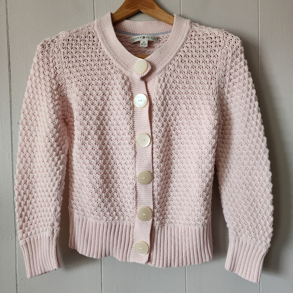 Vintage 2005 Tommy Hilfiger Sweater Women’s M Light Pink Cotton Knit Preppy Y2K